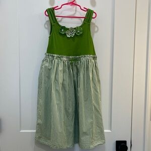 Gymboree Green Sleeveless Dress with Floral and Striped Design, size 9